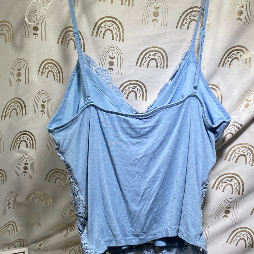 Ambiance Light Blue Crochet Tank Top - Picture 5 of 5